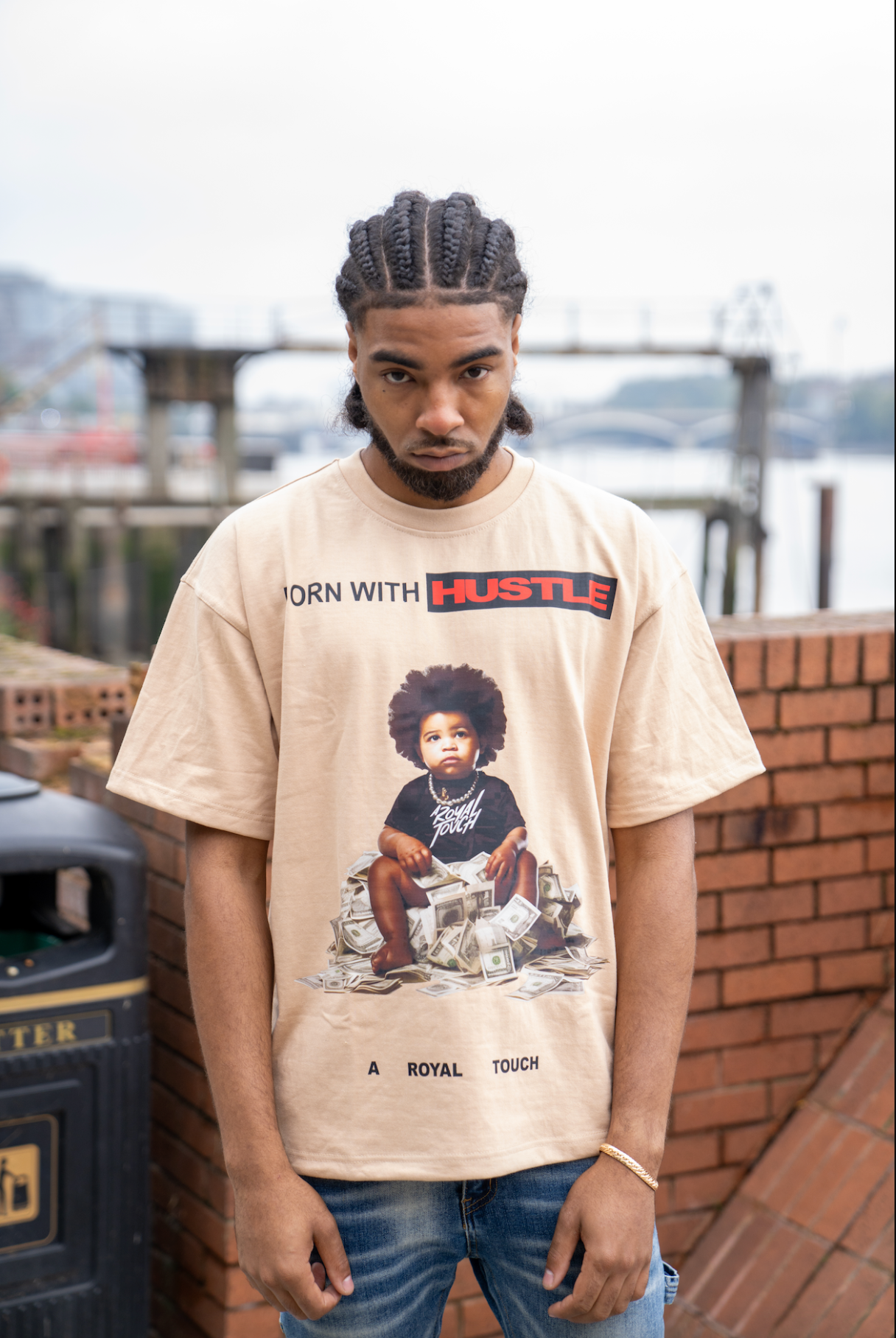 Born With Hustle Tee (Beige)